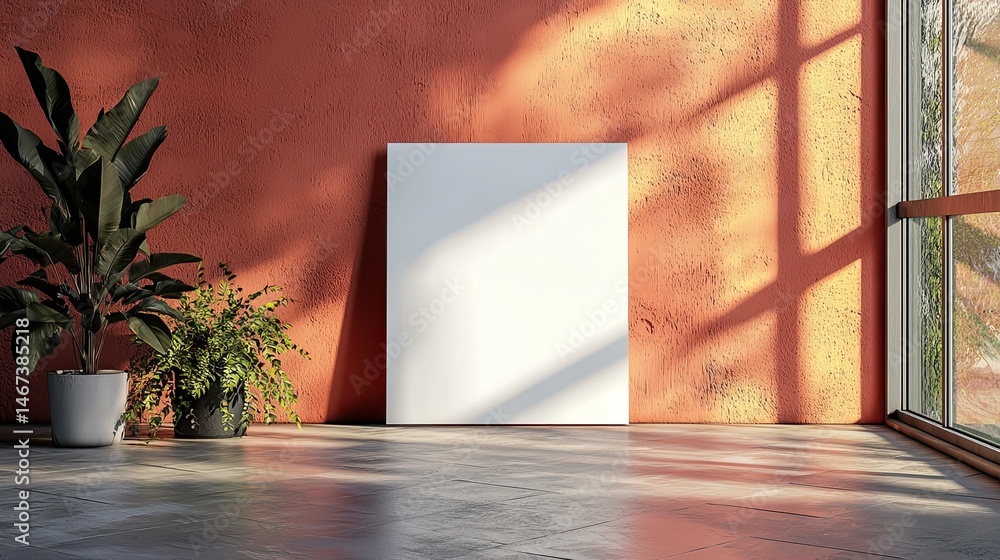 Poster a square flyer or invitation mock-up with a wall backdrop for event marketing the studio uses a whit