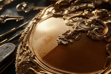 Ornate Vintage Frame with Key Elements and Antique Details