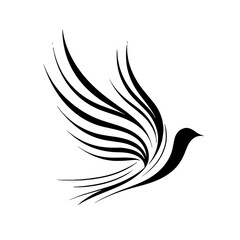 Obraz premium Stylized dove graphic, black and white, symbolizing peace and freedom