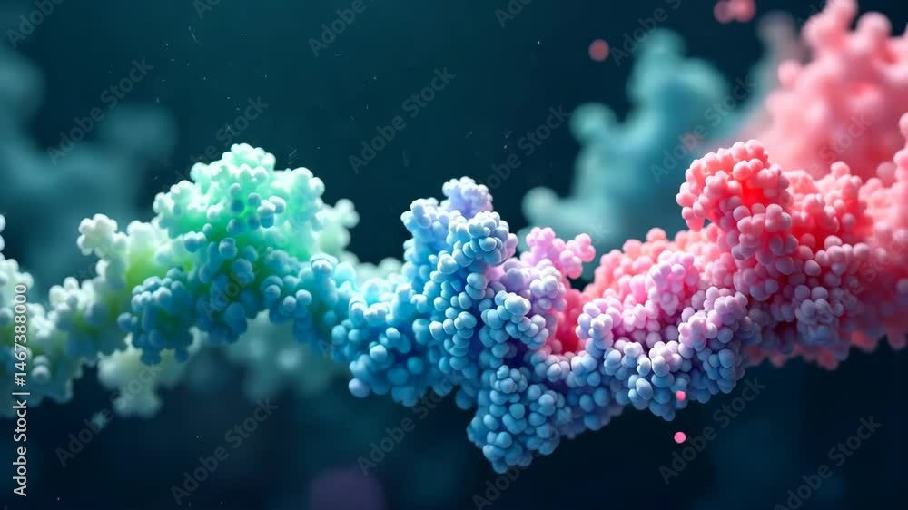 Aufkleber Microscopic view of vibrant molecular structures interacting in a dynamic environment.