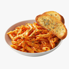 Creamy Tomato Penne Pasta with Garlic Bread