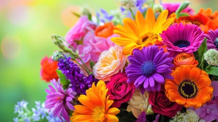 Vibrant colorful flower bouquet close-up.