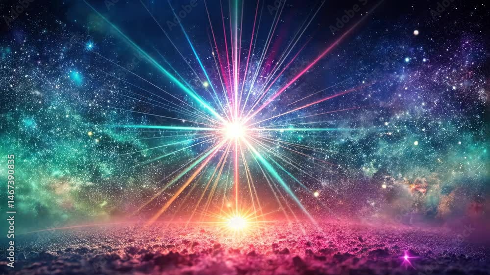 Poster cosmic burst of light a kaleidoscope of colors in the vast expanse of space