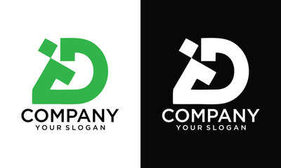 Creative abstract logo design, letter D logo technology company