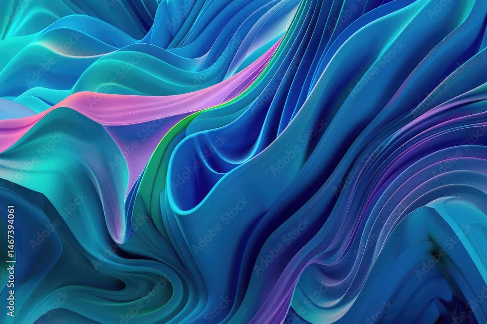 Poster abstract wavy layers in shades of blue and green. modern fluid background design. background image o