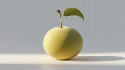 Photorealistic image of a smooth fruit with shadow on a white background