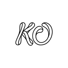 KO monogram logo design letter text name symbol monochrome logotype alphabet character simple logo