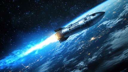 Obraz premium Rocket launch into space