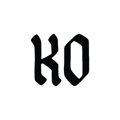 KO monogram logo design letter text name symbol monochrome logotype alphabet character simple logo