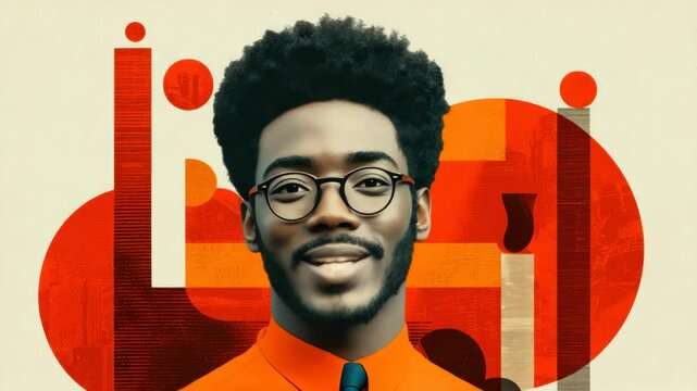 Afrocentric Art, Portrait of a Stylish Man with Retro Geometric Design