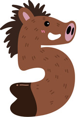 Wild Boar Cartoon Number 5 Illustration