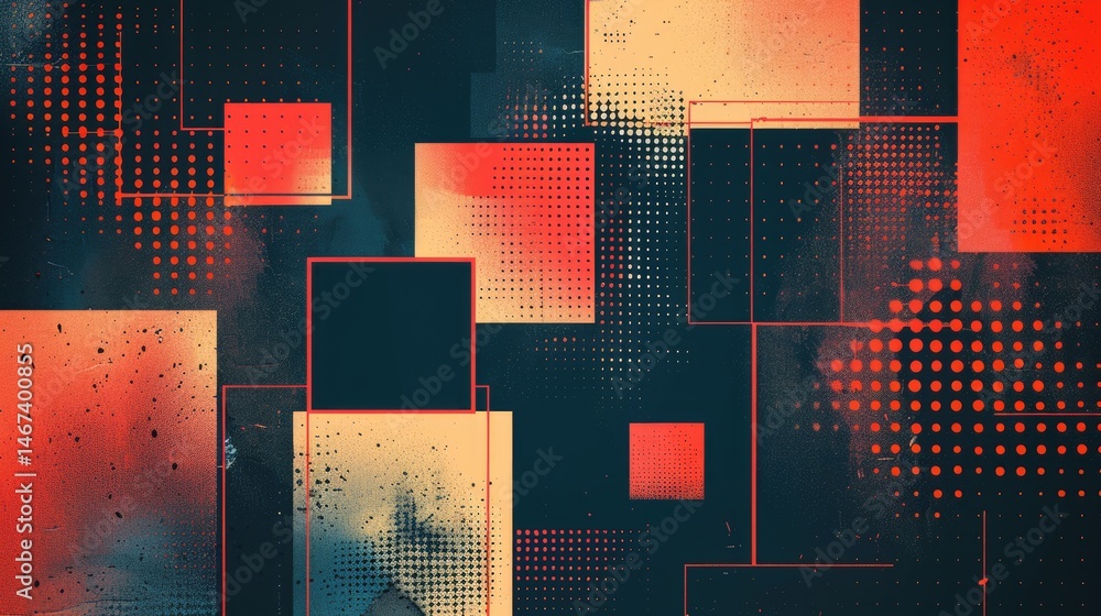 Poster the abstract picture of the colourful geometry polygon square shape with colored background, geometr