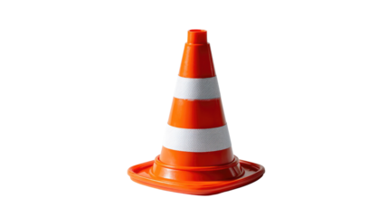 Safety Beacon: A solitary traffic cone, its vibrant orange and white stripes a stark contrast against the road, embodying a symbol of caution and direction in an urban environment.