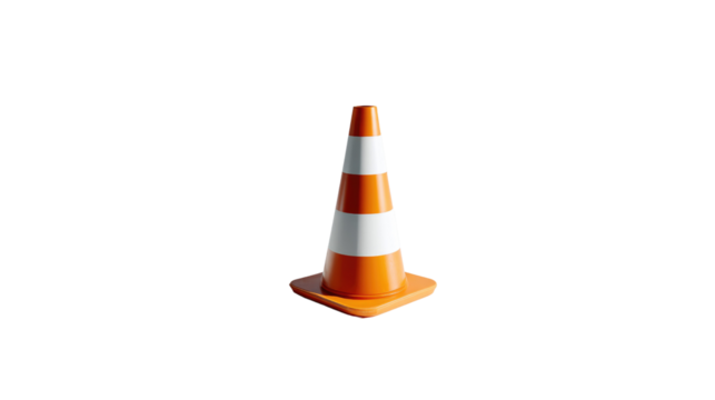Traffic Cone Alert: A vibrant orange and white traffic cone stands alert, ready to guide and protect.