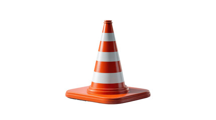 Orange traffic cone: A vivid orange traffic cone with white stripes stands tall, signifying caution and safety, ready to direct and guide.