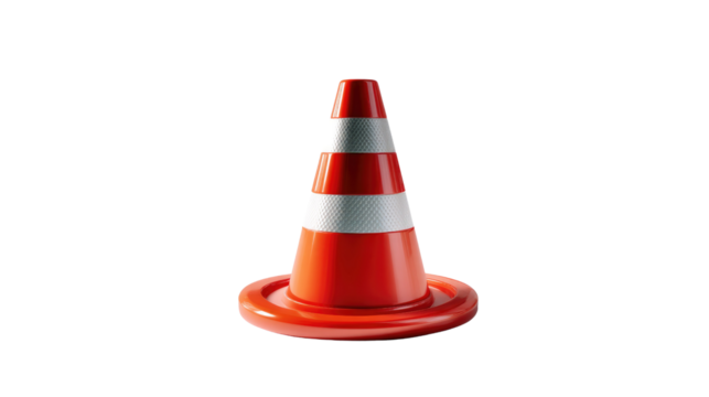 Road Safety Beacon: A vibrant orange and white traffic cone stands as a symbol of road safety and construction zone management.