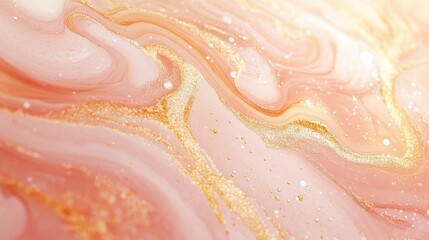 Fototapeta premium Elegant peach-toned marble with gold accents creates a soft feminine backdrop perfect for cosmetic branding and artistic expression in vibrant visual presentations