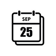 calender icon, 25 september icon with white background