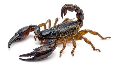 Black and Tan Scorpion on White Background