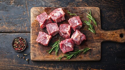 Wild boar meat on a rustic cutting board