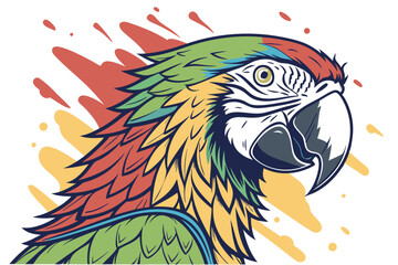 Obraz premium Parrot head designs on clean background. Macaw. Birds. Wildlife Animals.