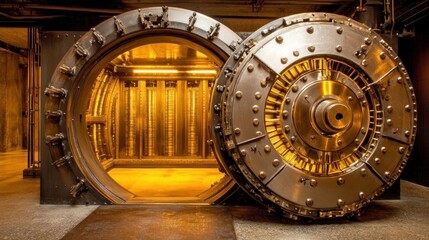 Fototapeta premium Massive vault door with intricate details