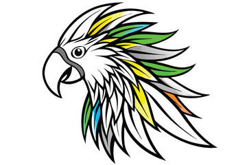 Parrot head designs on clean background. Macaw. Birds. Wildlife Animals.