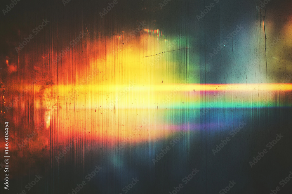Poster Vibrant abstract light spectrum with colorful reflections and texture