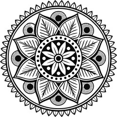 Mandala illustration art for coloring book page