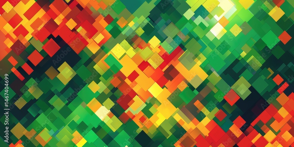 Poster abstract vibrant geometric fractal shapes on surface of contemporary design express scene of seamles