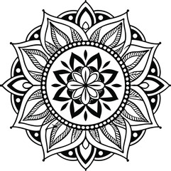 Mandala illustration art for coloring book page