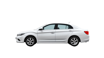 Fototapeta premium White Sedan Profile: Sleek design, elegant lines, modern transportation.