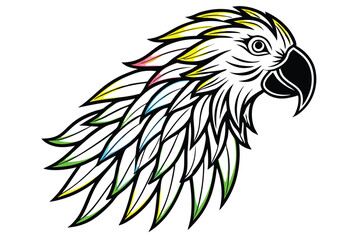 Parrot head designs on clean background. Macaw. Birds. Wildlife Animals.