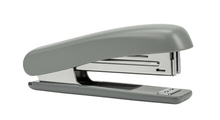 Isolated Gray Metal Stapler with Silver Staple Holder