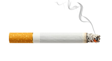 Isolated Lit Cigarette with Smoke Curling Upwards