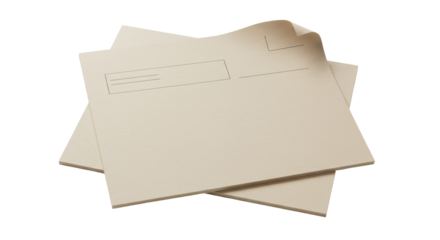 Isolated Stack of Cream Colored Documents on White