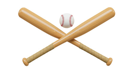Isolated Crossed Baseball Bats with Ball in Middle