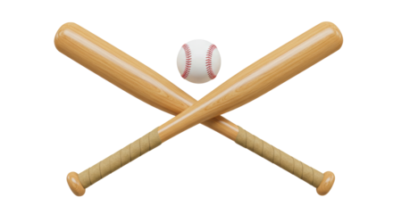 Isolated Crossed Baseball Bats with Ball in Middle