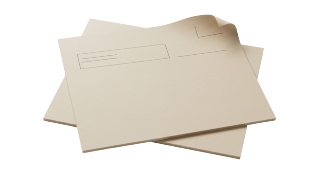 Isolated Stack of Cream Colored Documents on White