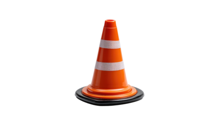 Traffic Cone: An eye-level shot of a vibrant orange and white traffic cone, isolated against a clean backdrop. It's a symbol of caution, marking boundaries, and directing flow. 