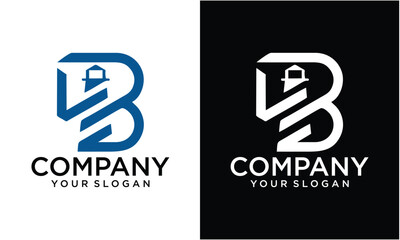 Creative letter B with mercusuar logo design modern vector template