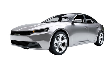 Sleek Silver Sedan: A modern silver sedan stands out for its stylish design and embodies the essence of modern luxury and travel.