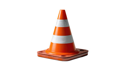 Traffic Cone: A vivid orange traffic cone with white reflective stripes stands tall against a clean backdrop, signaling caution and safety.