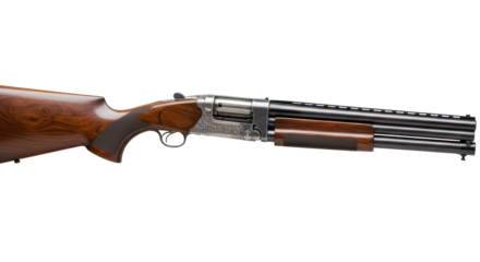 Isolated Detailed Double Barrel Shotgun with Engraved Receiver