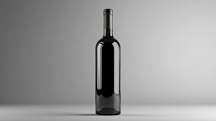 Transparent wine glass bottle isolated on clear background for beverage packaging showcase