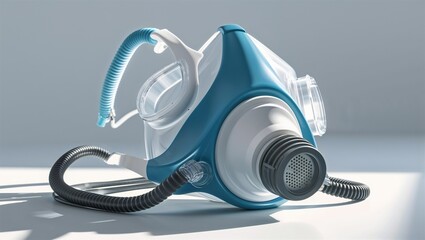 Photorealistic image of a oxygen mask in clean white studio lighting