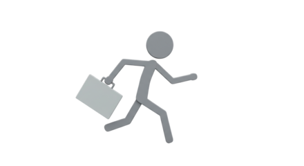 Isolated Cartoon Stick Figure Running with Briefcase