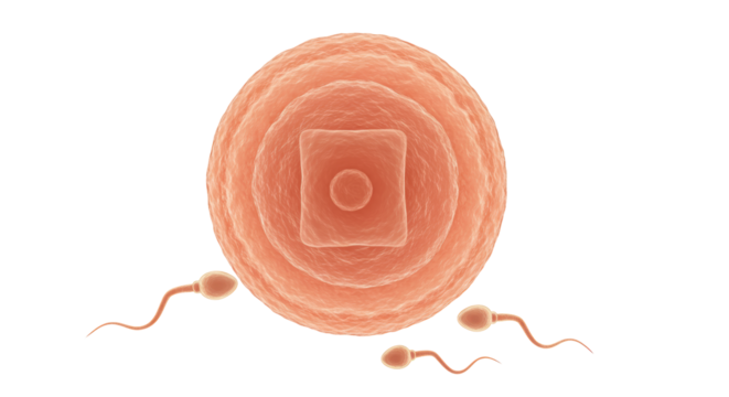 Isolated Spermatozoa Fertilizing an Egg