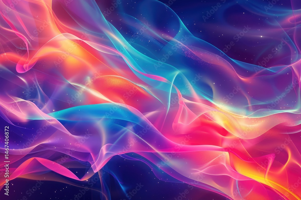 Poster abstract picture of neon light particle with digital technology style design connecting become dynam