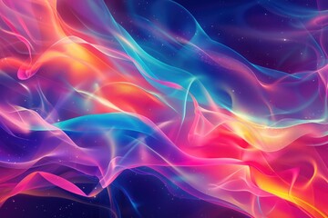 Abstract picture of neon light particle with digital technology style design connecting become dynamic of electric wave movement represent about flowing of data or structure of network system. AIG51.